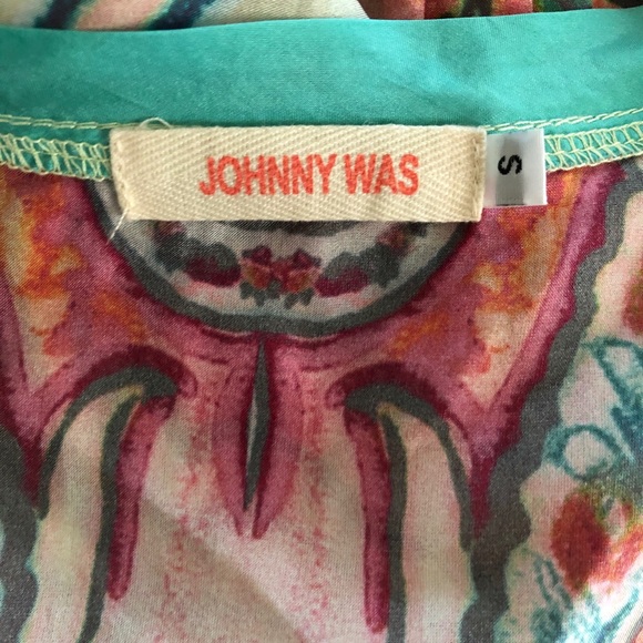Johnny Was silk colorful V-neck tunic - Picture 6 of 8